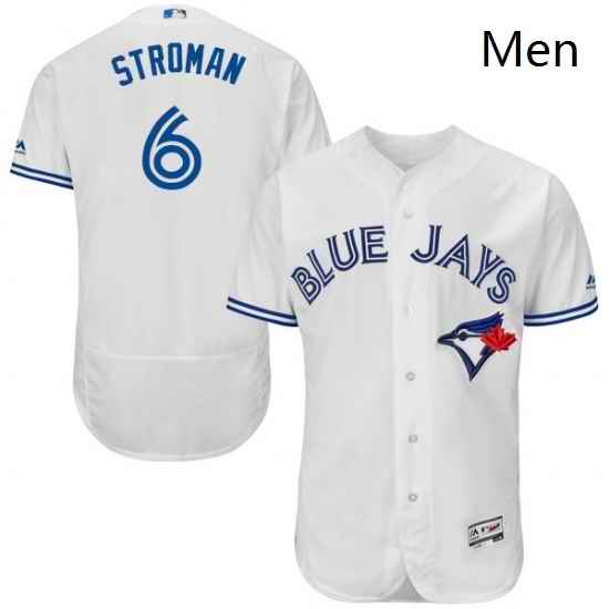 Mens Majestic Toronto Blue Jays 6 Marcus Stroman White Home Flex Base Authentic Collection MLB Jersey
